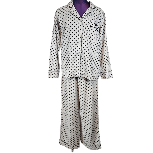 Sold Victoria's Secret Gray & Black Polka Dot Flannel Pajama Set Siz Small Women - Picture 2 of 11